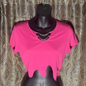 Pink Chain Detail Women's Crop Top
